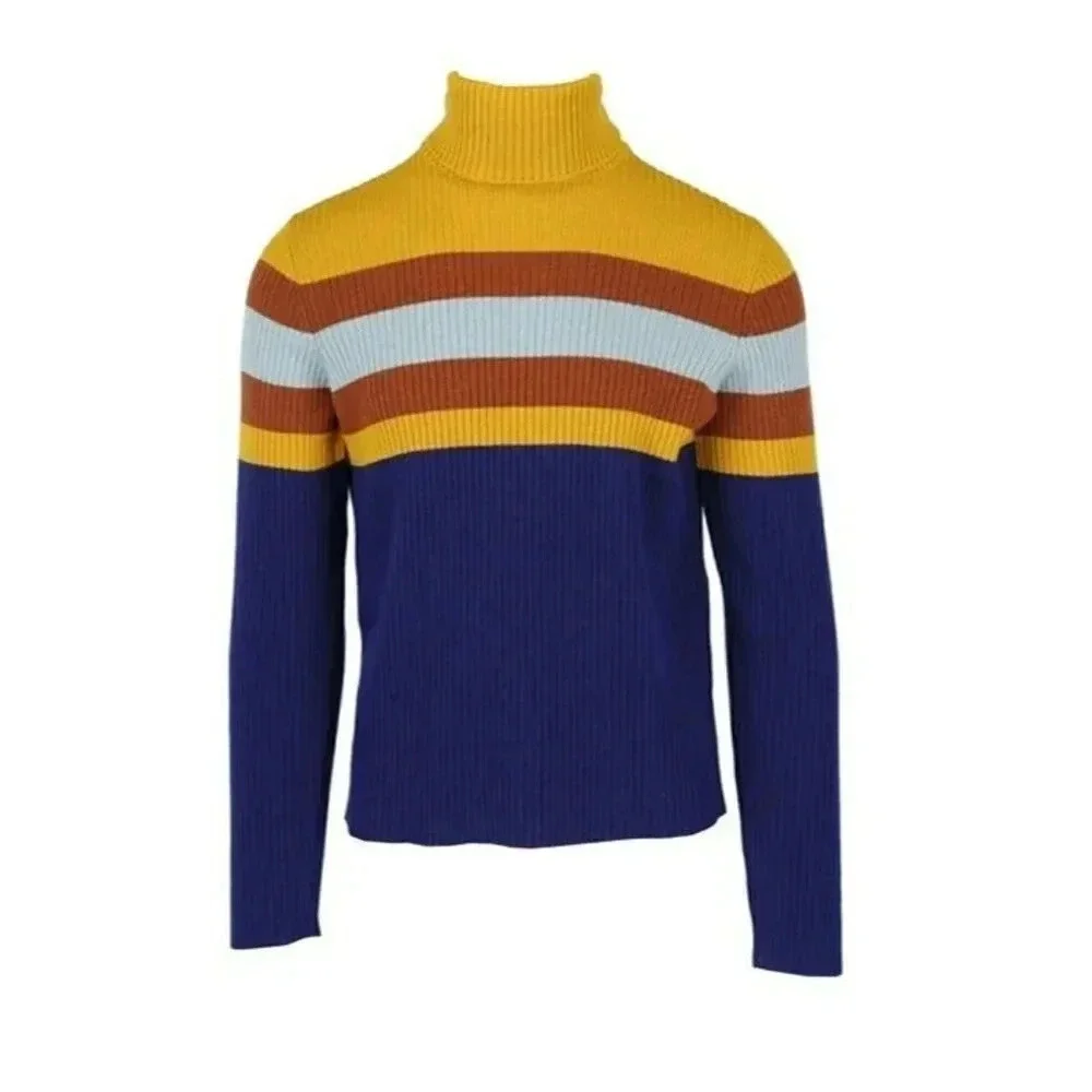 NWT Gucci Men's Wool Multi Striped Turtleneck Sweater Size L (MSRP $980)